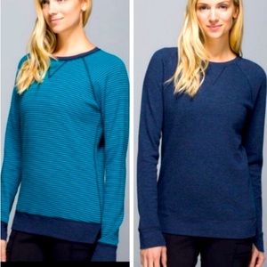 LuluLemon reversible heathered blue/teal striped long sleeve top small.